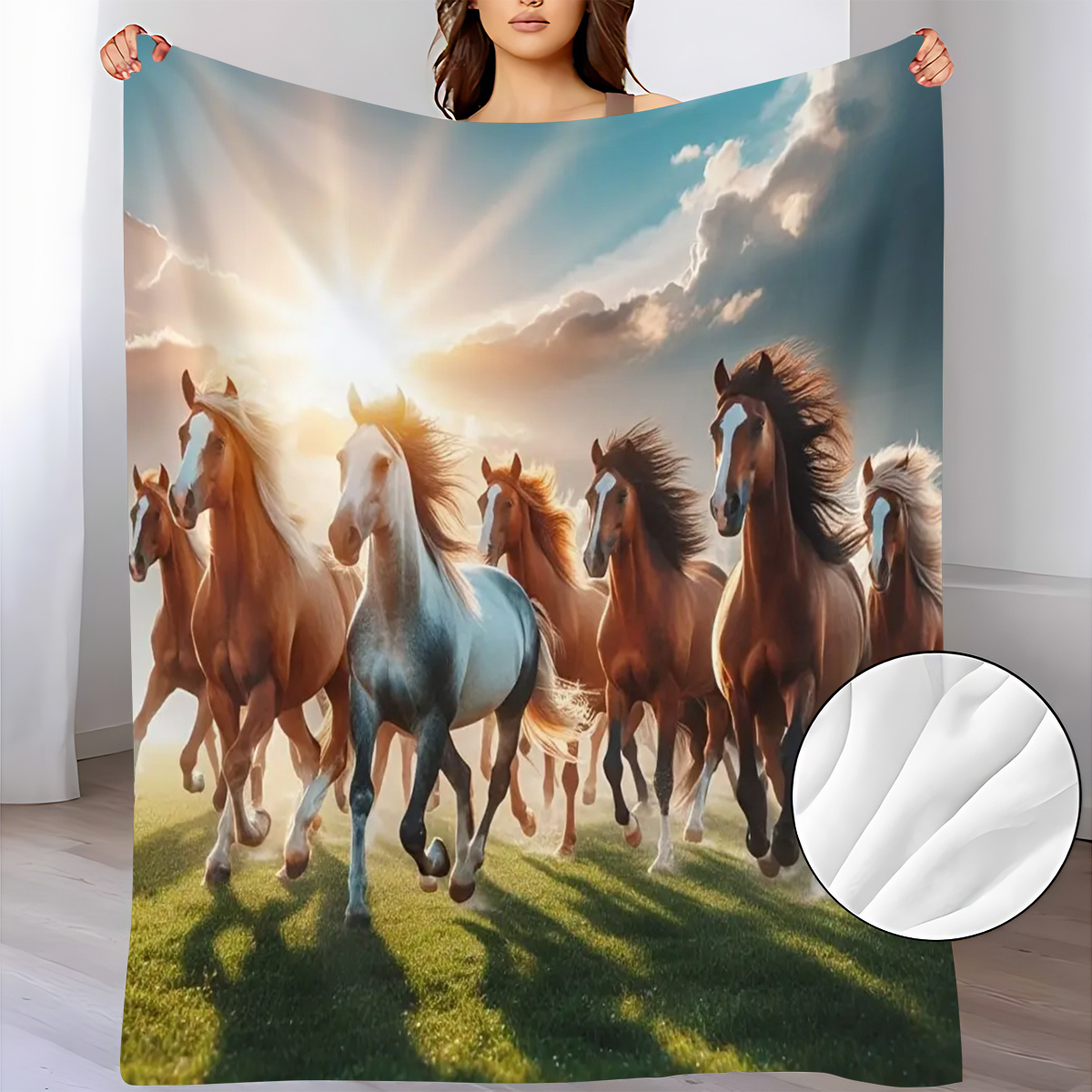 Sunrise Home Textiles & Apparel - Soft Flannel Blanket Majestic Wild Horse
