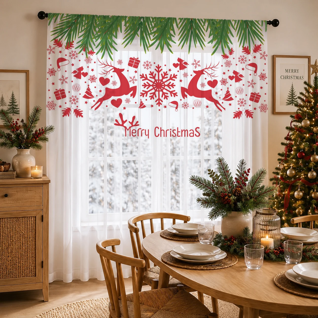 Curtain Sheer Voile - Christmas Gradient Sheer Curtain, Good Quality