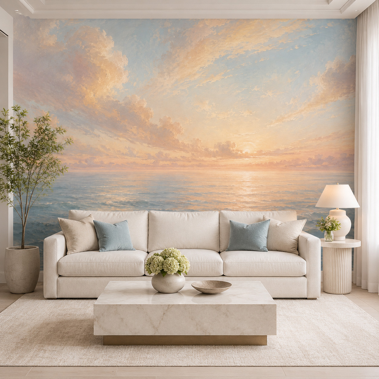 Pastel Ocean Sunrise Self Adhe - Sunrise Home Textiles & Apparel ulasan dan harga