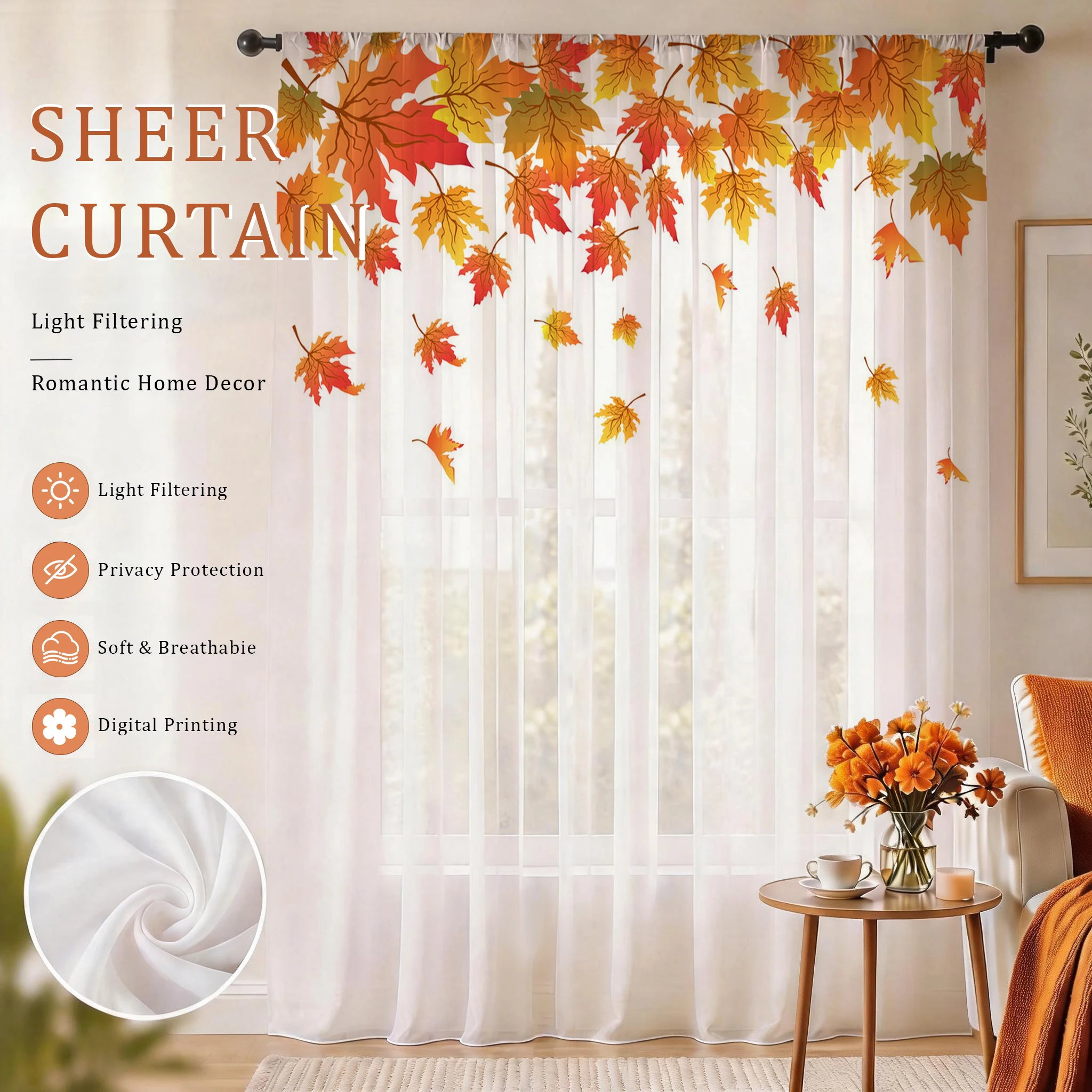 Maple leaf Modern Gradient She - Curtain Sheer Voile ulasan dan harga
