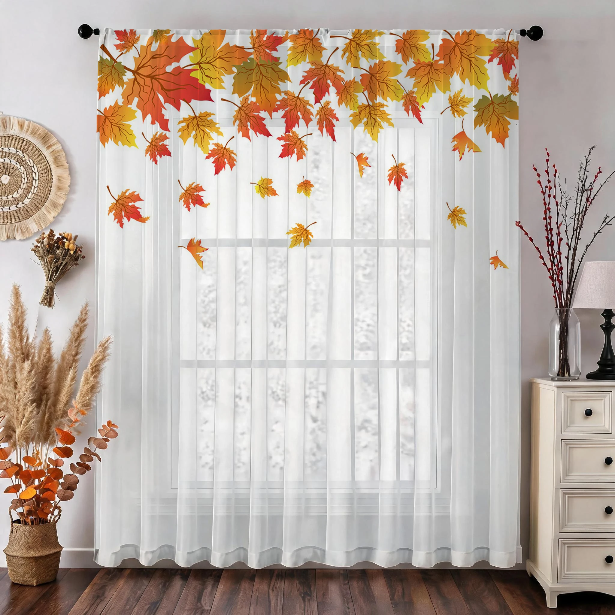 Maple leaf Modern Gradient She - Curtain Sheer Voile ulasan dan harga