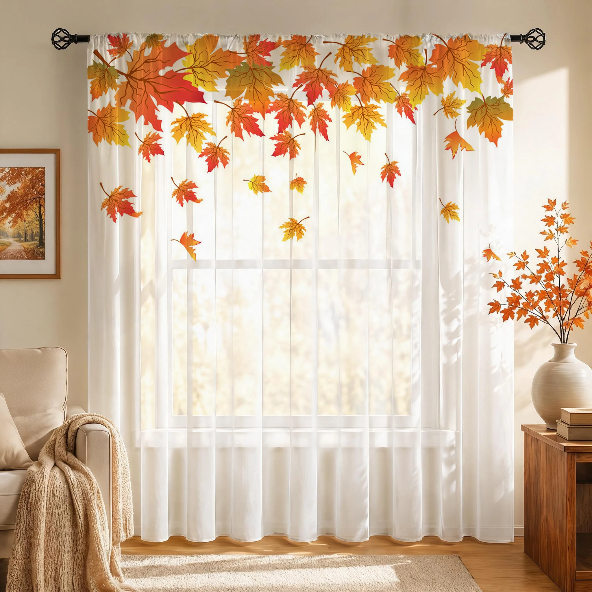 Maple leaf Modern Gradient She - Curtain Sheer Voile ulasan dan harga