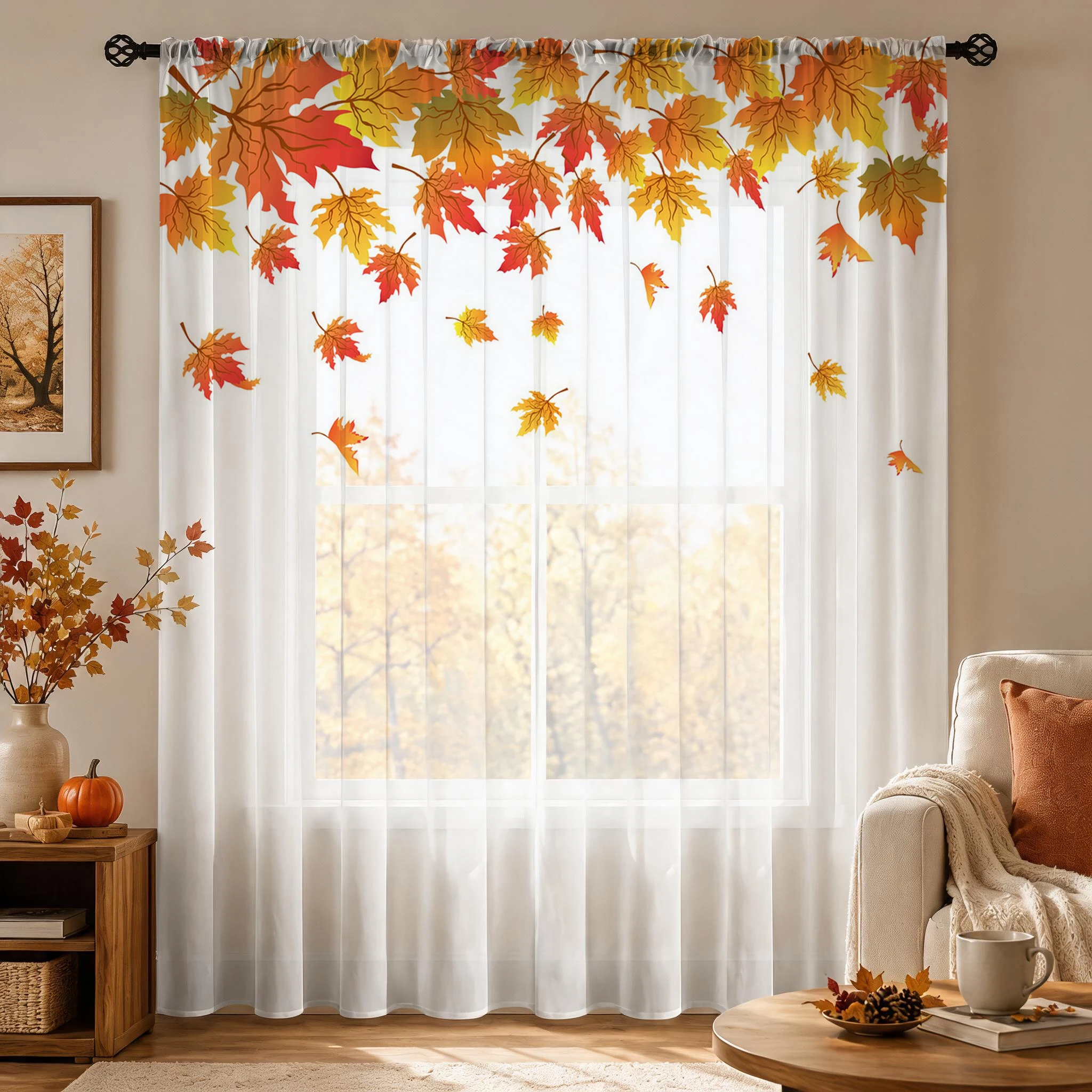 Maple leaf Modern Gradient She - Curtain Sheer Voile ulasan dan harga