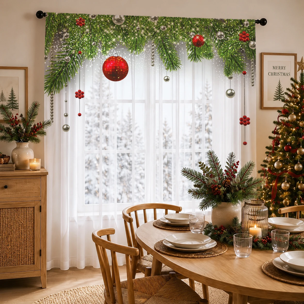 Christmas Gradient Sheer Curta - Curtain Sheer Voile ulasan dan harga