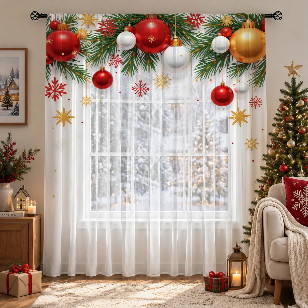 Christmas Day Gradient Sheer C - Curtain Sheer Voile ulasan dan harga