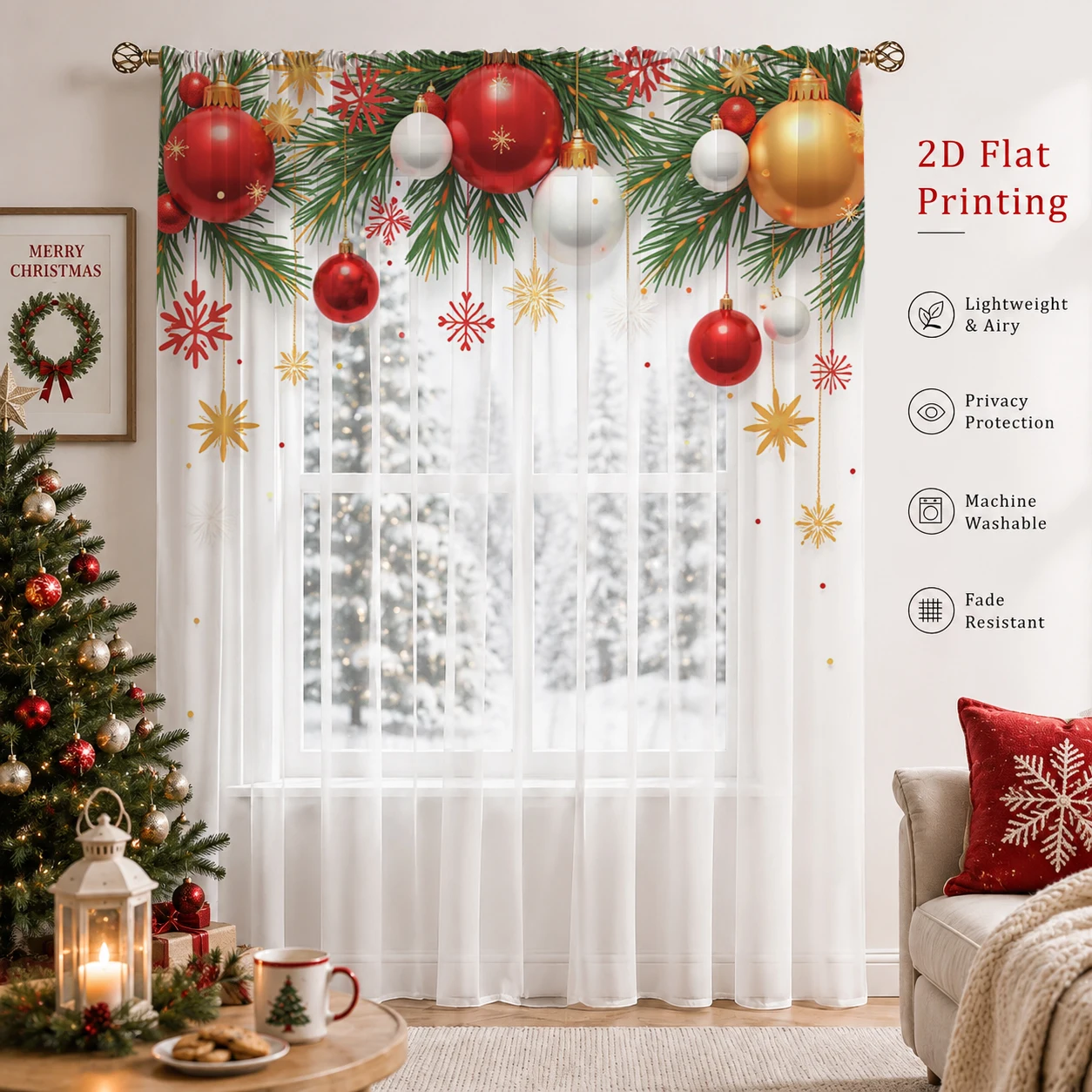 Christmas Day Gradient Sheer C - Curtain Sheer Voile ulasan dan harga