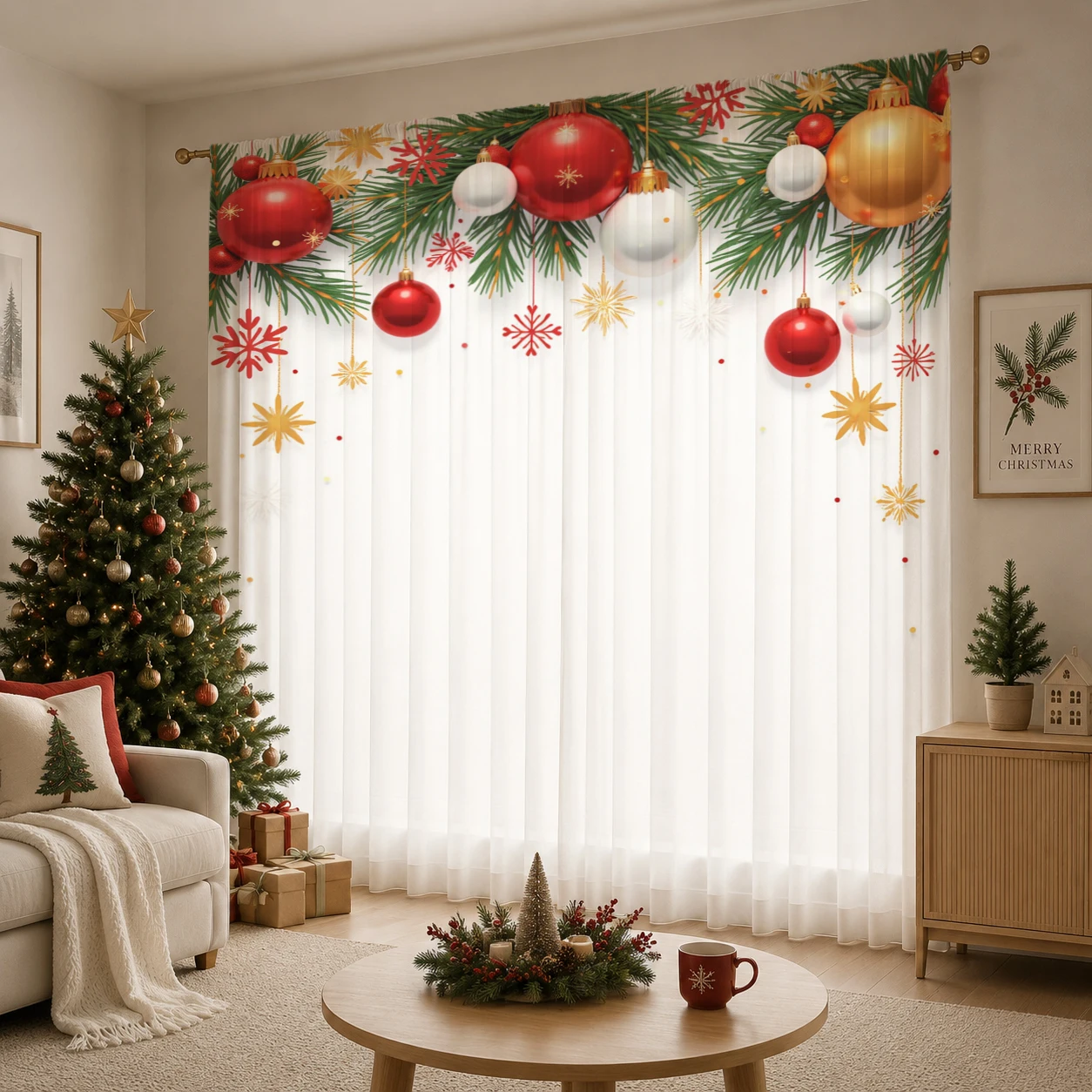 Christmas Day Gradient Sheer C - Curtain Sheer Voile ulasan dan harga
