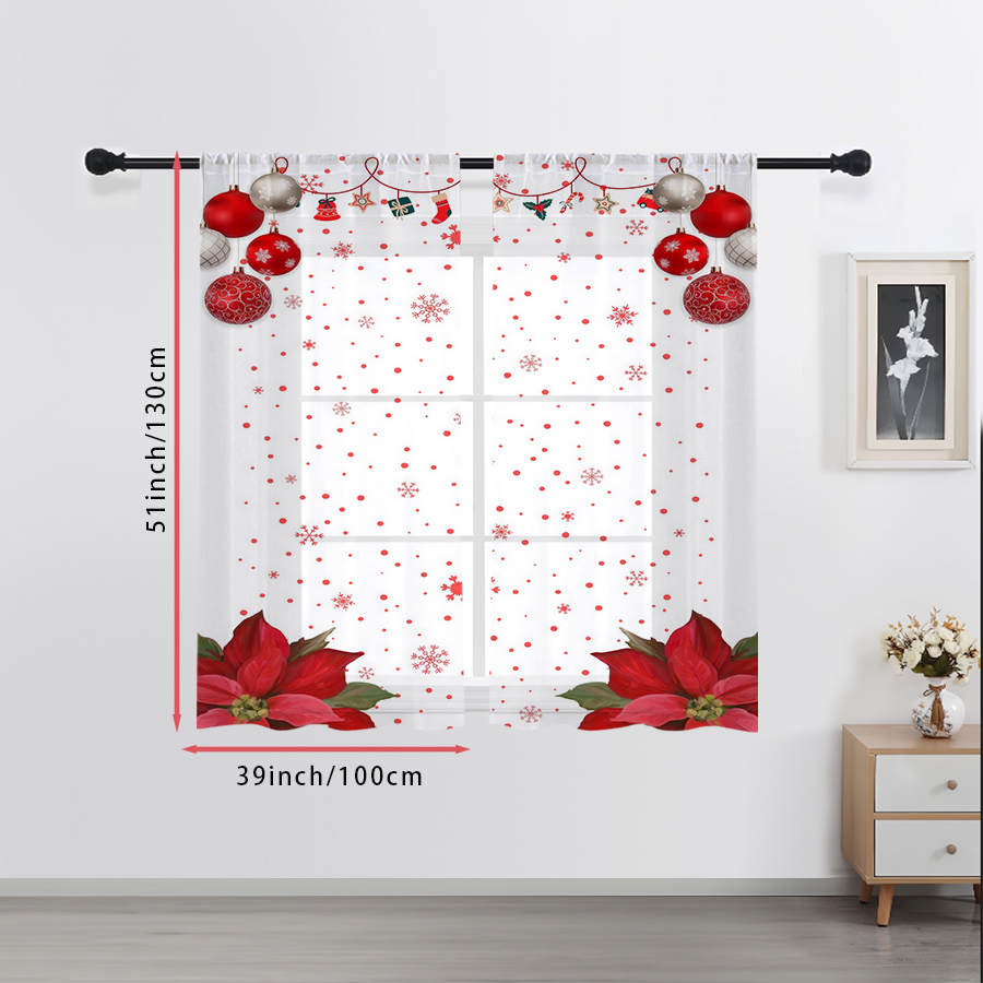 2PCS Sheer Curtains Christmas  - Curtain Sheer Voile ulasan dan harga