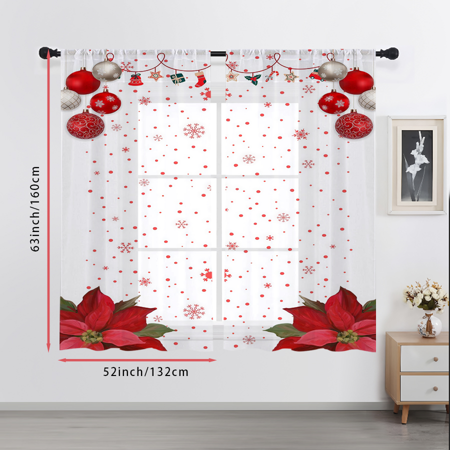 2PCS Sheer Curtains Christmas  - Curtain Sheer Voile ulasan dan harga
