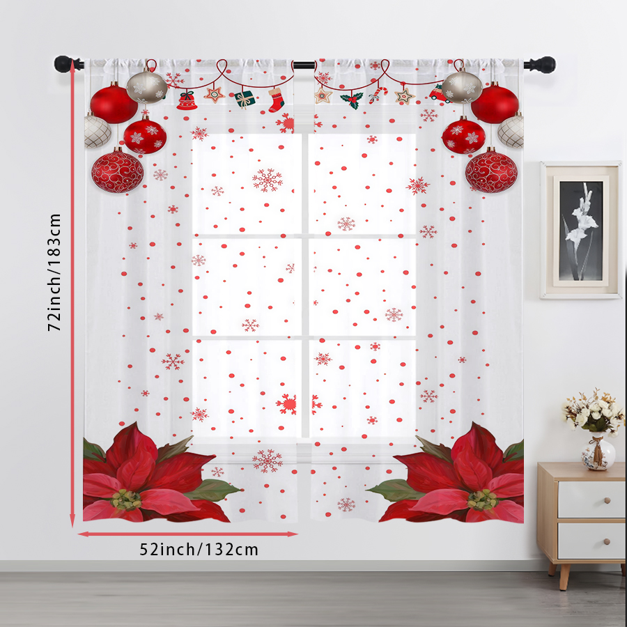2PCS Sheer Curtains Christmas  - Curtain Sheer Voile ulasan dan harga