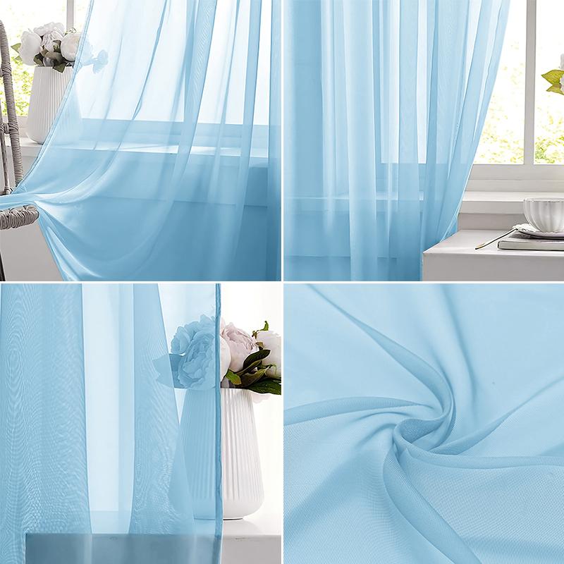 Light Blue Solid Sheer Voile W - Curtain Sheer Voile ulasan dan harga
