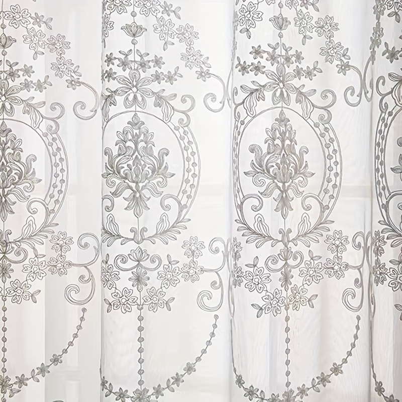 1pc White Embroidered Sheer Cu - Curtain Sheer Voile ulasan dan harga