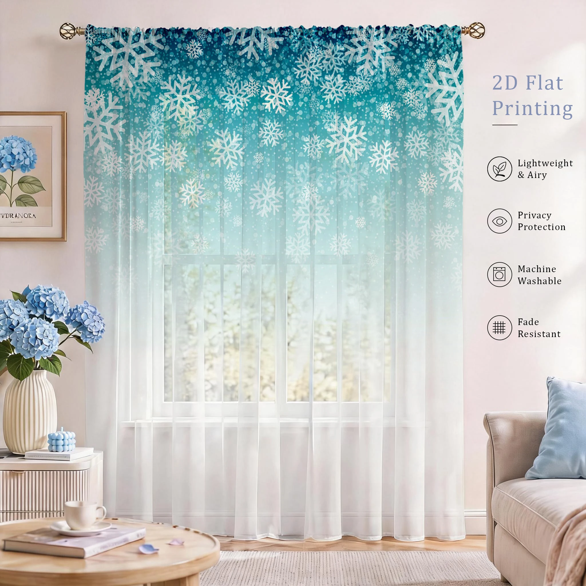 Floral Gradient Sheer Curtain, - Curtain Sheer Voile ulasan dan harga