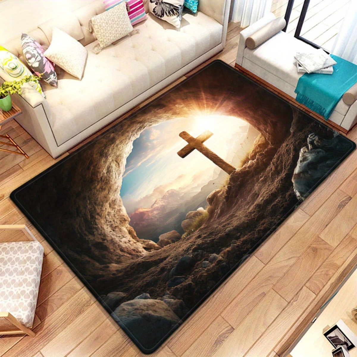 Religious cross cave rug spiri - Sunrise Home Textiles & Apparel ulasan dan harga