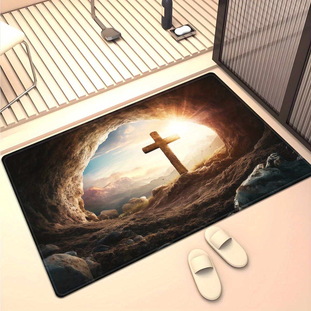Religious cross cave rug spiri - Sunrise Home Textiles & Apparel ulasan dan harga
