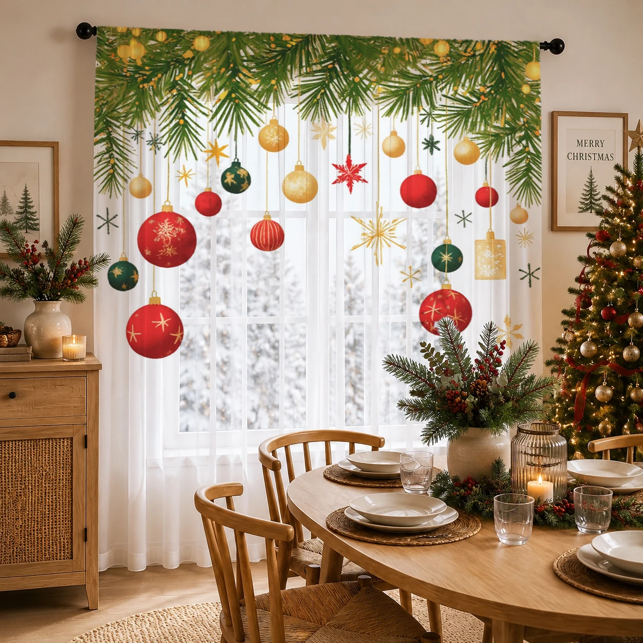 Christmas Gradient Sheer Curta - Curtain Sheer Voile ulasan dan harga