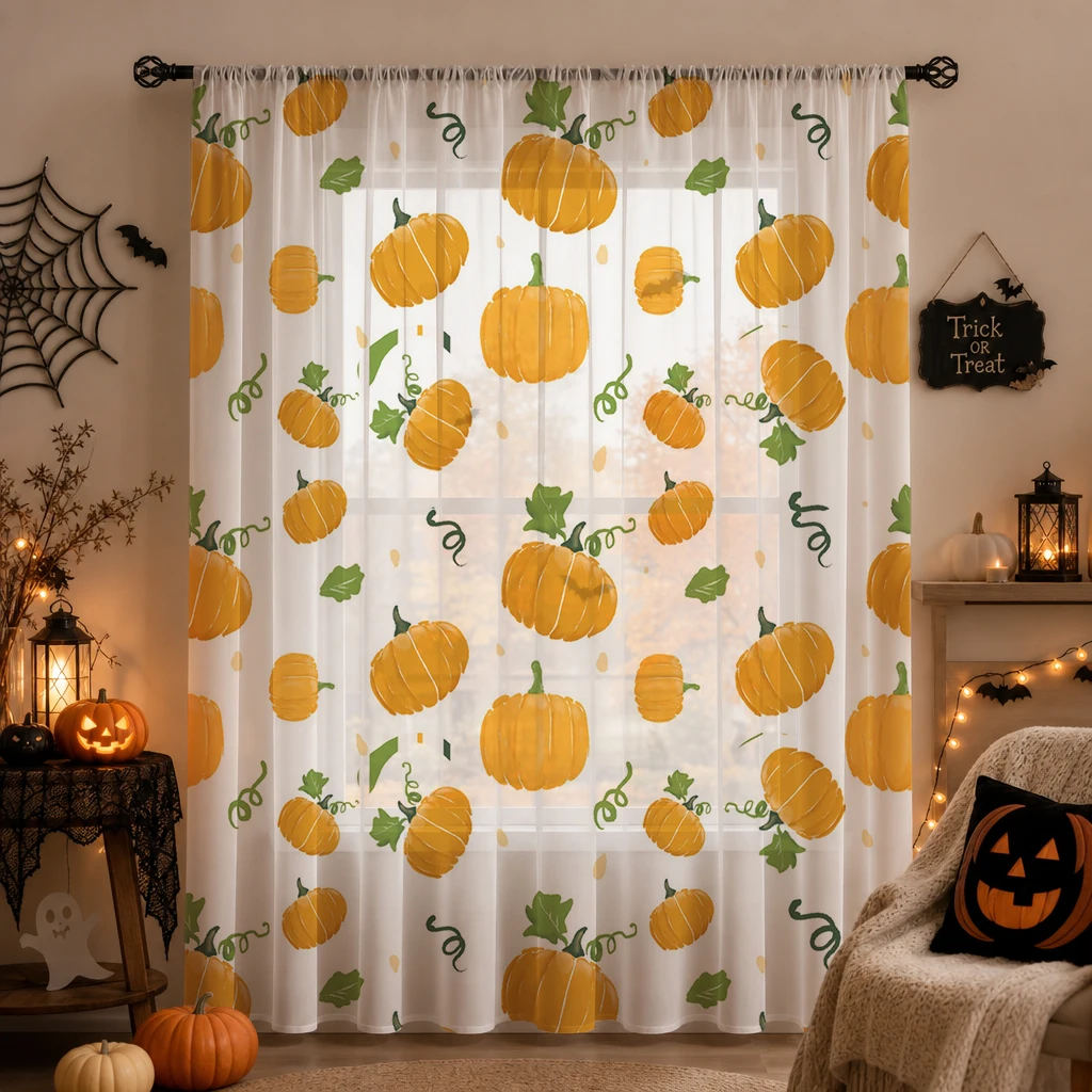 Halloween Sheer Curtain Rod Po - Curtain Sheer Voile ulasan dan harga