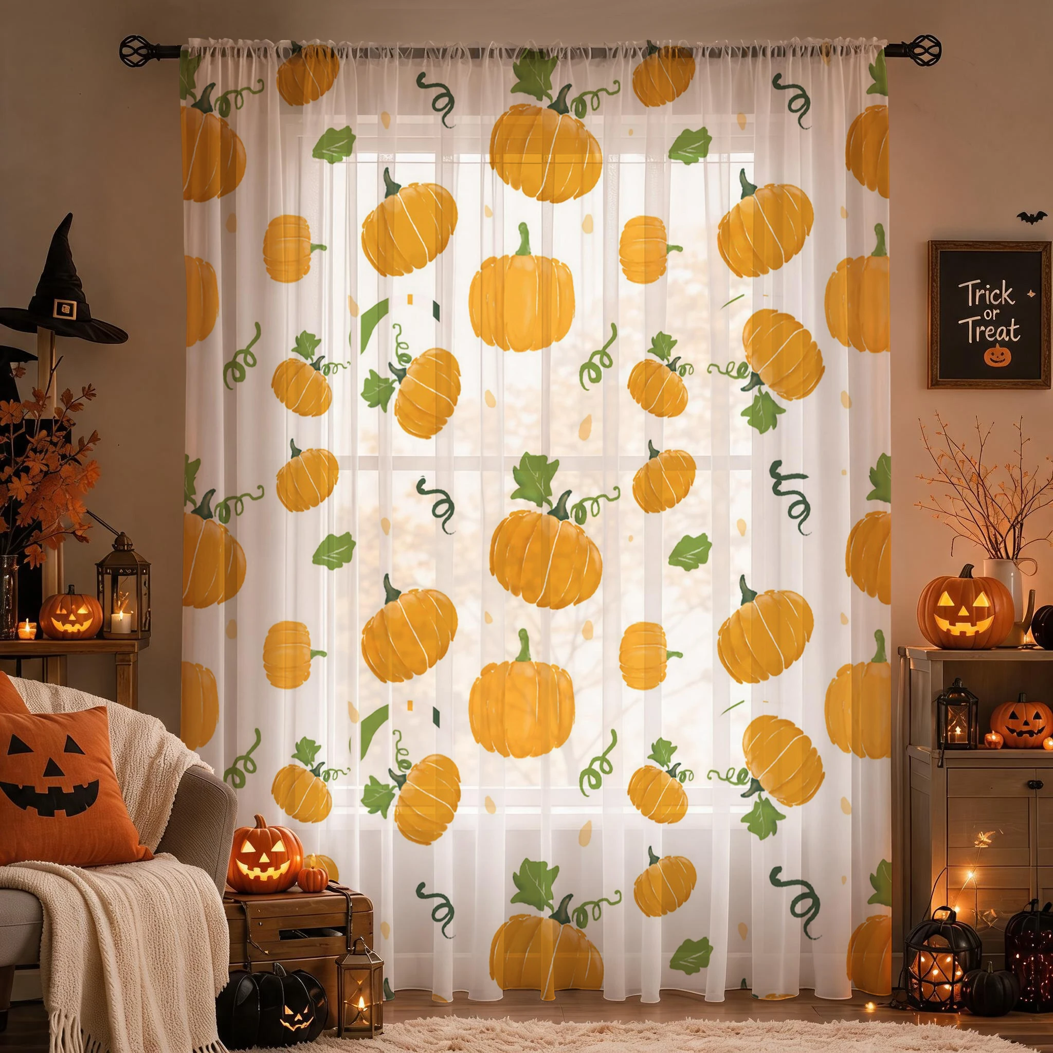 Halloween Sheer Curtain Rod Po - Curtain Sheer Voile ulasan dan harga