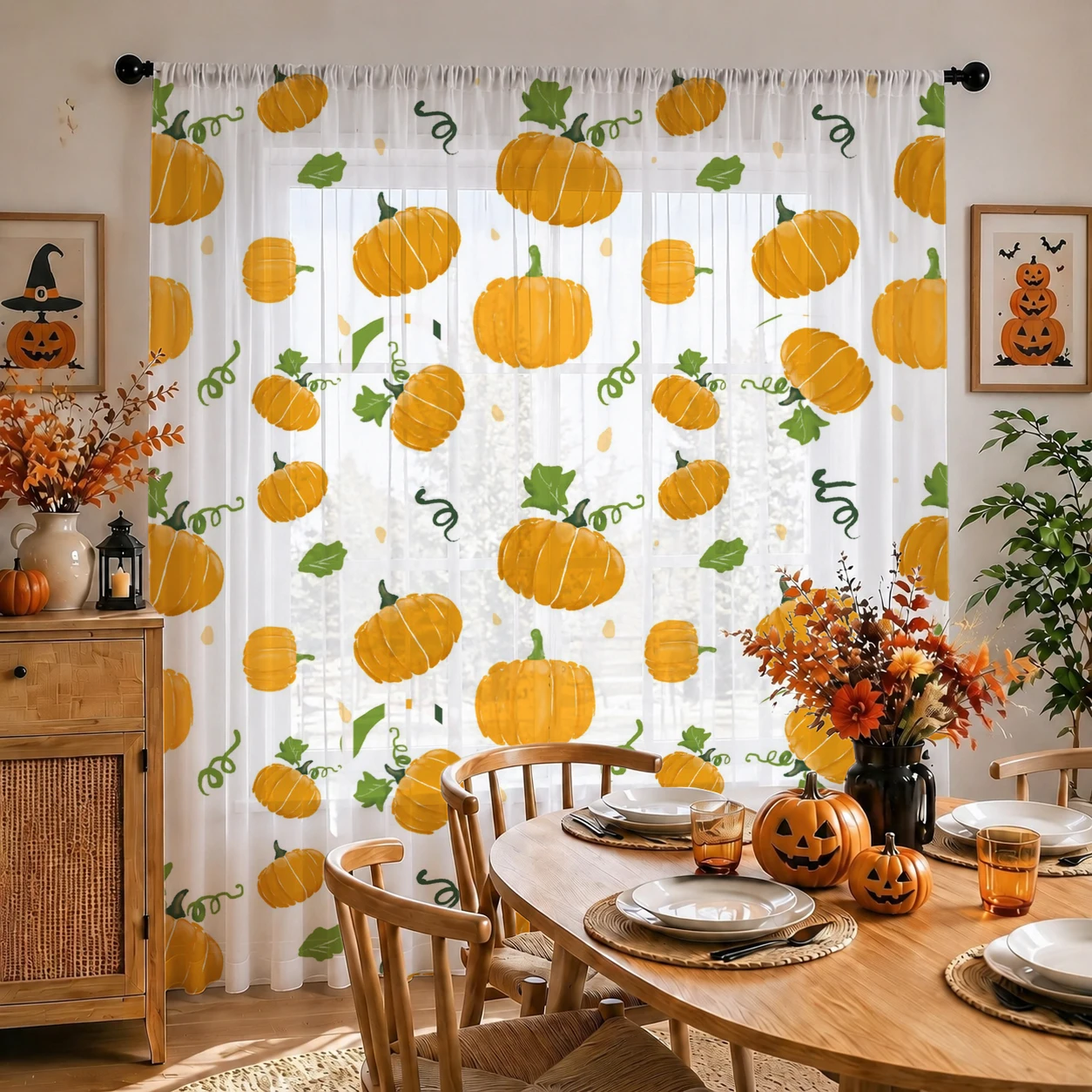 Halloween Sheer Curtain Rod Po - Curtain Sheer Voile ulasan dan harga