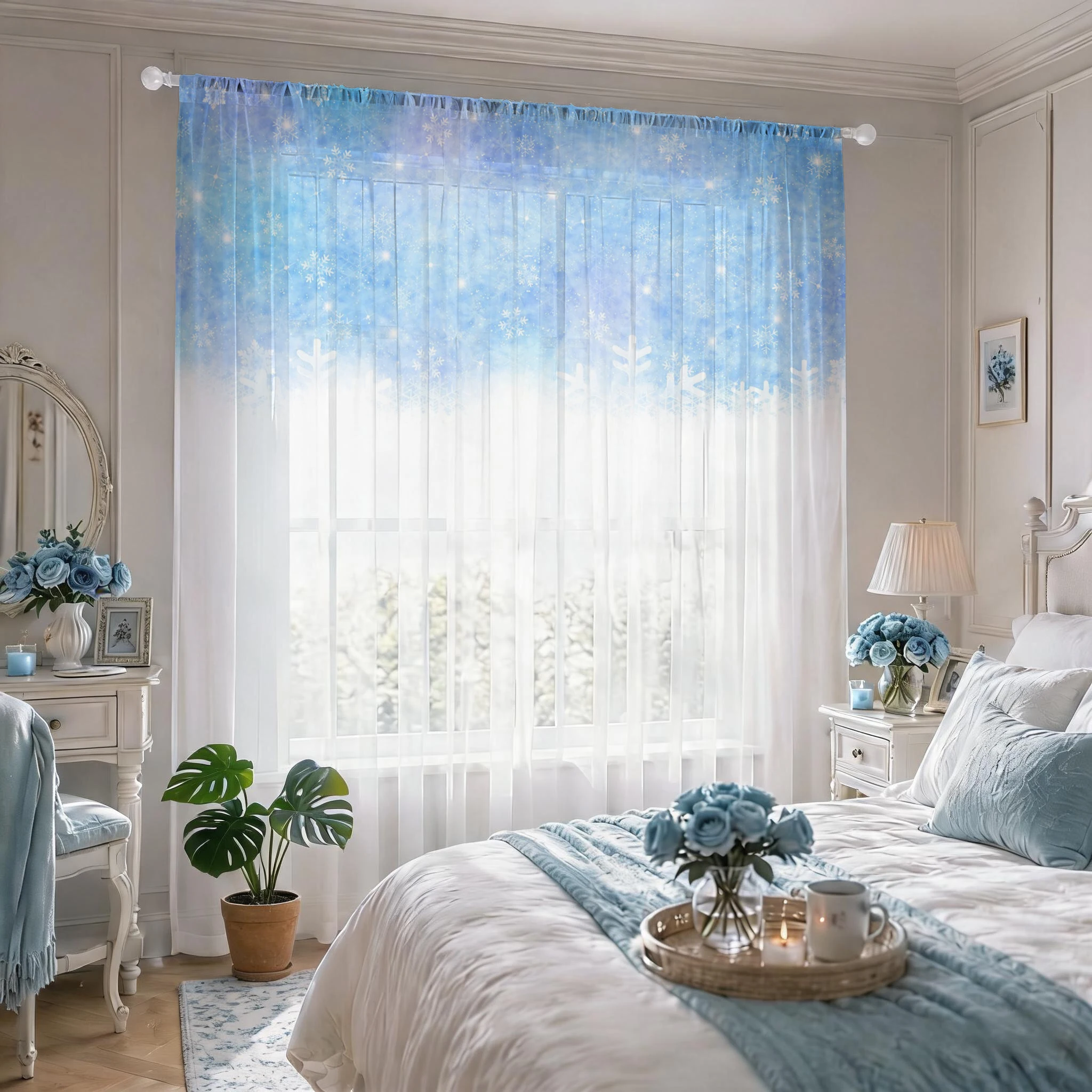 Floral Gradient Sheer Curtain, - Curtain Sheer Voile ulasan dan harga