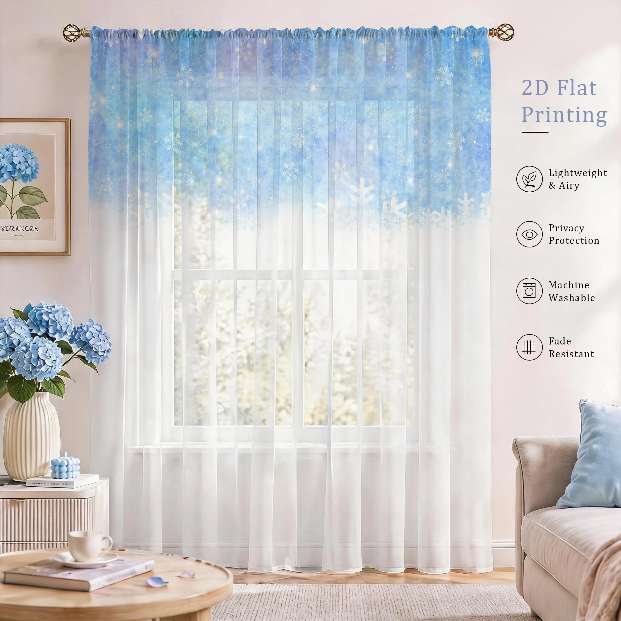 Floral Gradient Sheer Curtain, - Curtain Sheer Voile ulasan dan harga