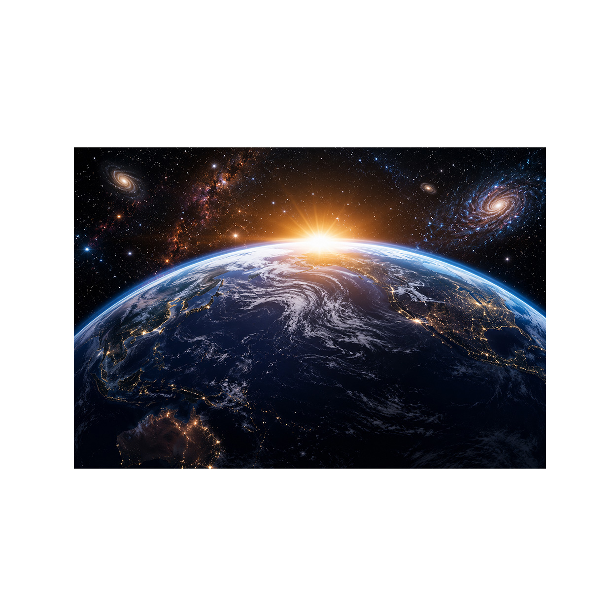 3D Space Earth Sunrise Wall Mu - Sunrise Home Textiles & Apparel ulasan dan harga