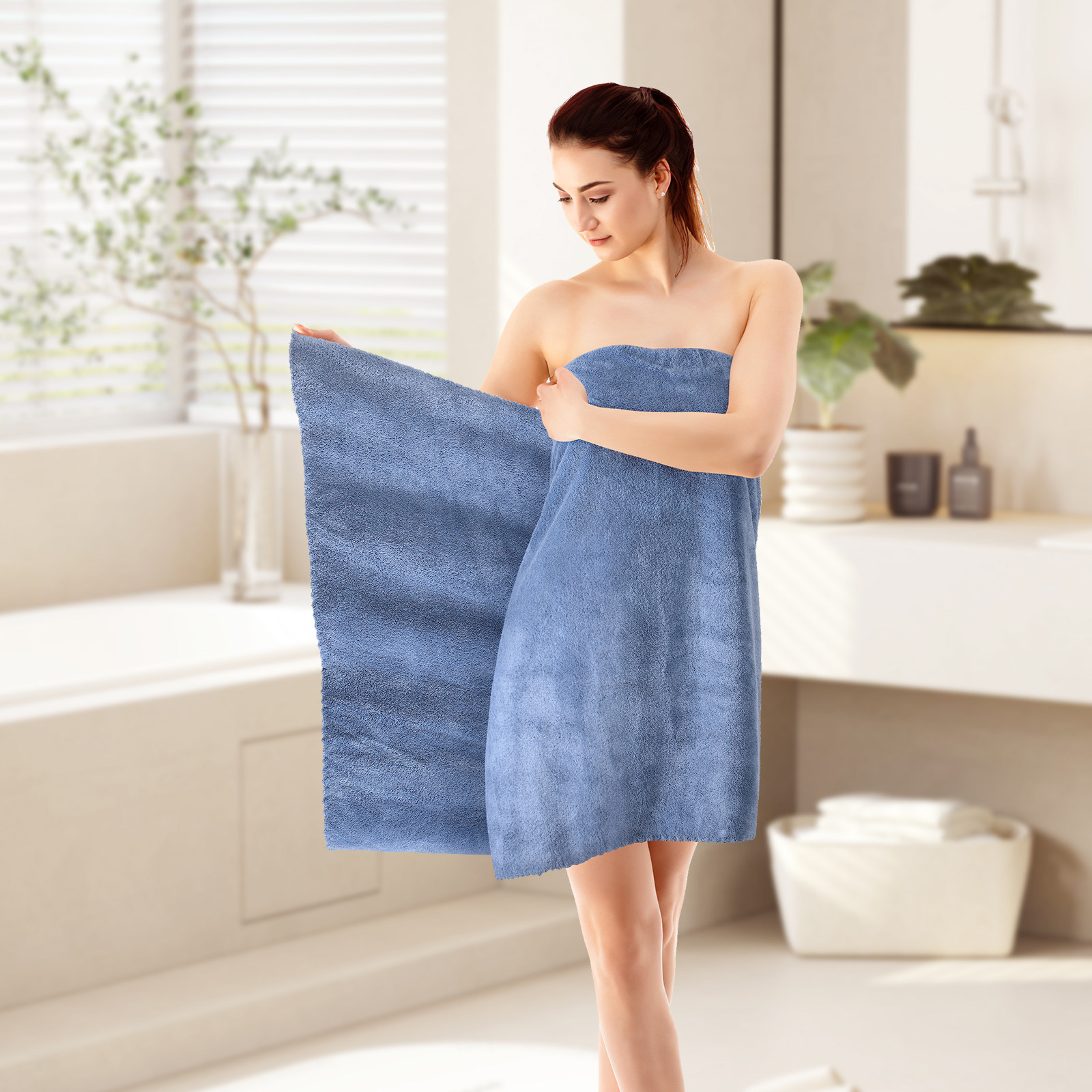 5Pcs Soft and Thick Bath Towel - Home Textiles Towel Set ulasan dan harga